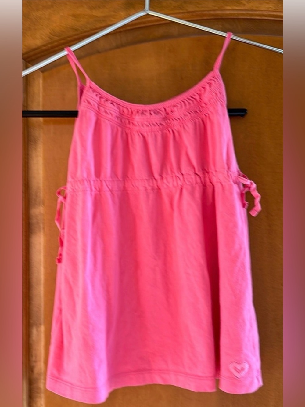Gap Kids Girls Pink 100% Cotton Smocked Cami Babydoll Tank Top Size M 6-7